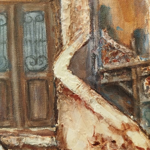Authentic Painting "M. Psiacha" Traditional Landscape Mixed Media 25x30 cm