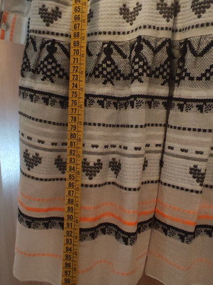 Devotion dress with black and orange design, new, pockets, size M