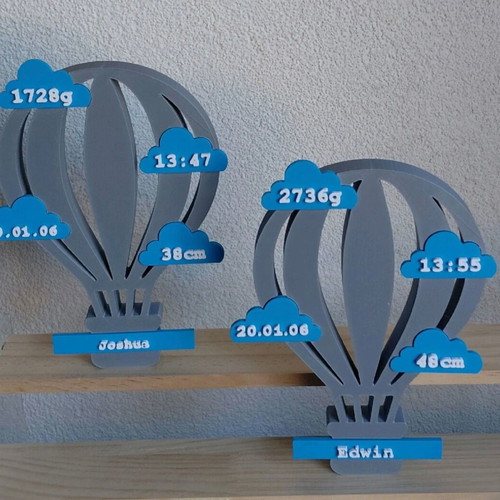 Birth keepsake in hot air balloon shape new