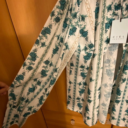Ciel Concept Romantic Floral Shirt new, white and turquoise