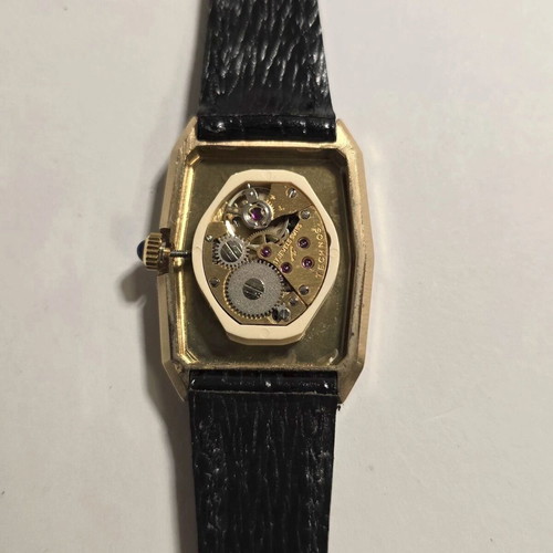 Technos Tank Swiss mechanical wristwatch, gold plated