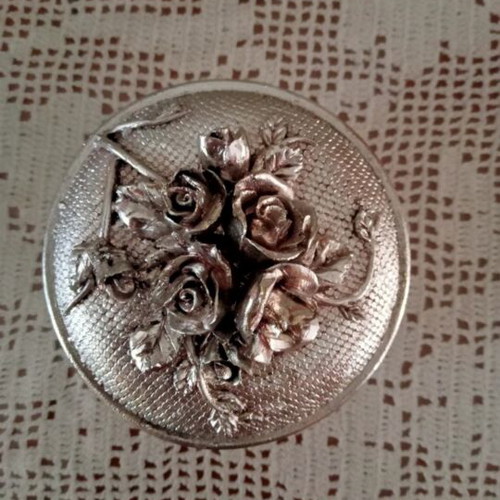 Silver Jewelry Box with Carved Lid and Velvet Interior new