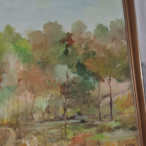 Large oil painting on canvas like new, signed artwork 76×56 cm