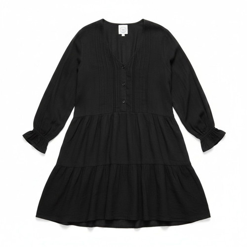 PB Black Tiered Long Sleeve Dress, Size L