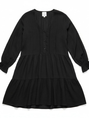 PB Black Tiered Long Sleeve Dress, Size L