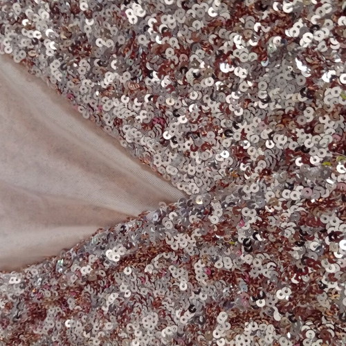 Embroidered Mini Dress with Gold Sequins, New, Size M-L