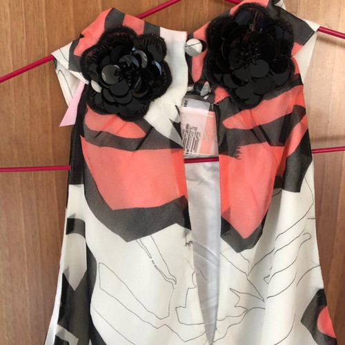 Lipsy London blouse new, size M, 100% silk, white-black