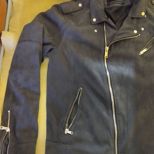 Zara gray leather motorcycle jacket like new, XL