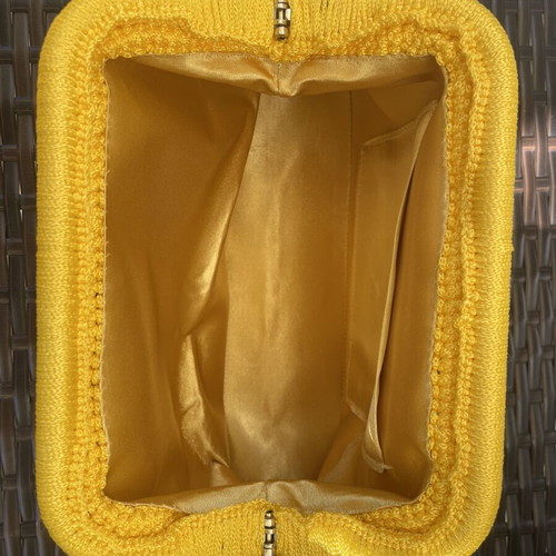 Handmade bag with hard frame yellow, new