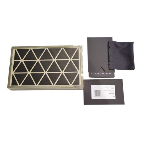 Victoria Beckham silver metal clutch minaudiere bag geometric suede