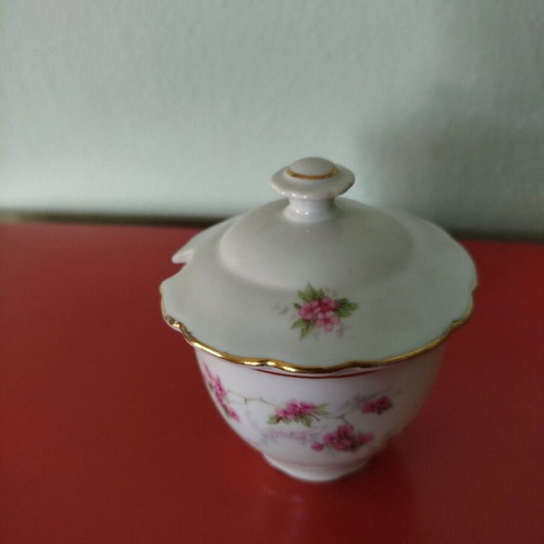 Moritz Zdekauer sugar bowl like new with floral decoration and gold details