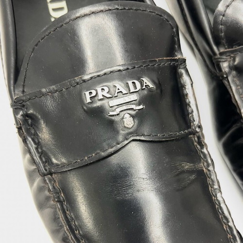 Prada black leather moccasins used, large fit