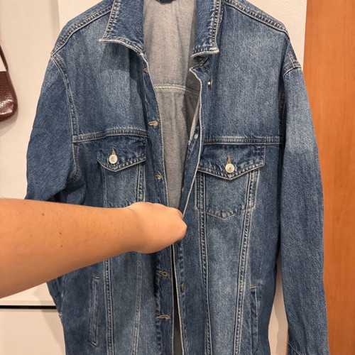 Long denim jacket used, size medium, blue
