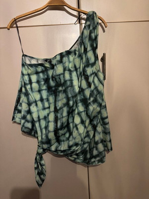 Βαμβακερό τοπ Zara με ένα ώμο και κόμπους, καινούργιο, πράσινο και μαύρο