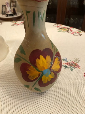 Vintage Aeginis Handpainted Clay Vase Like New