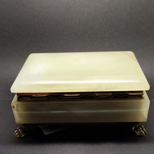 Vintage onyx jewelry box used, large and heavy