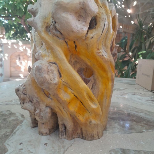 Woodcarving artwork made of natural pomegranate wood, new