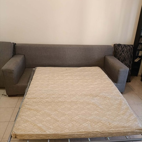 Sofa bed used, sturdy oak wood construction, 2.25x1.00 m