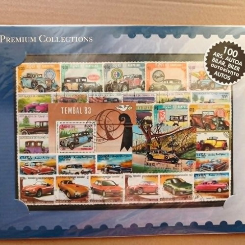 Thematic stamp collection used, 100 different cars worldwide