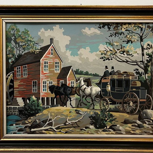 Colour by Numbers painting with frame used