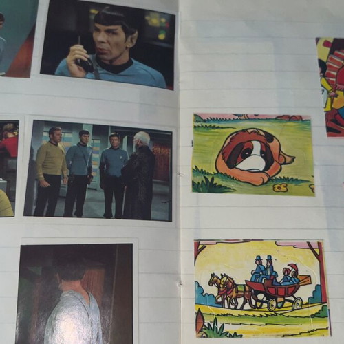 Sticker album used with football, Captain Planet, Star Trek stickers