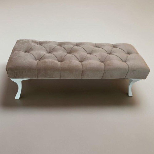 Chesterfield Fabric Bench 120x47x40cm new, beige velvet