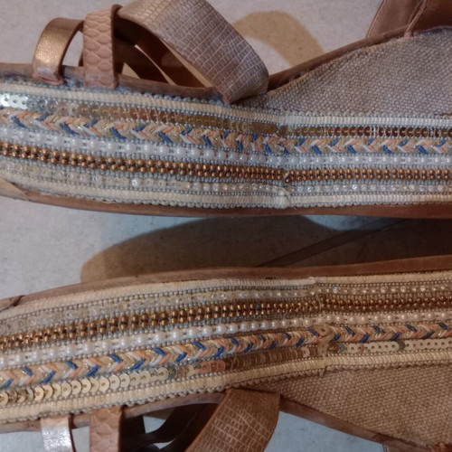 Exe platform sandals used, beige and brown, size 40