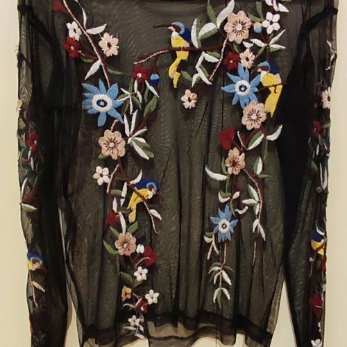 Zara black transparent blouse with embroidery new, size medium