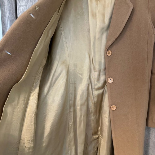 Women's long coat used, size Small, camel color