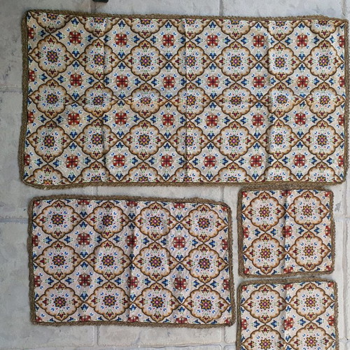Embroidery set with 4 used handmade squares