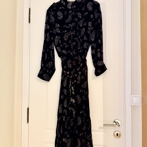 Zara long dress with belt new, black and white
