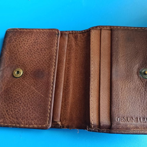 Vintage men's wallet, genuine leather, brown