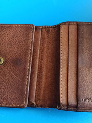Vintage men's wallet, genuine leather, brown