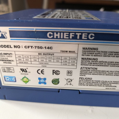 Chieftec CFT-750-14C 750W semi-modular power supply like new