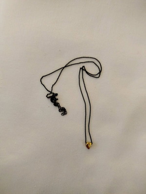 Silver necklace with heart new, black with gold