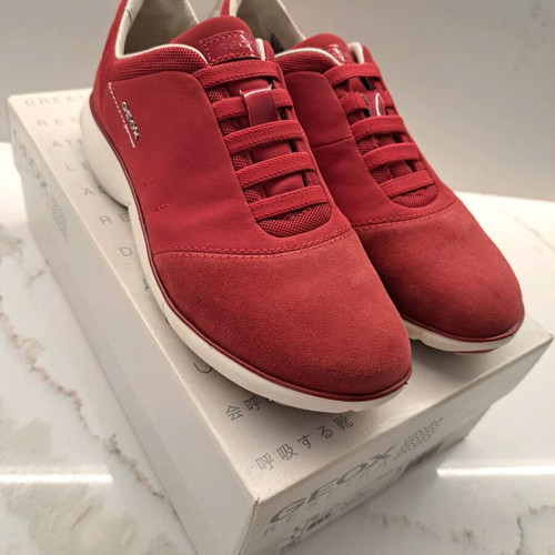 Geox children's shoes size 36 new, leather and fabric, red