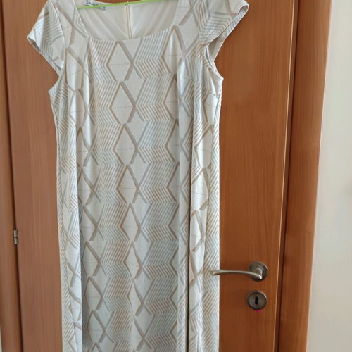 Beige women's midi dress like new with silver and gold details
