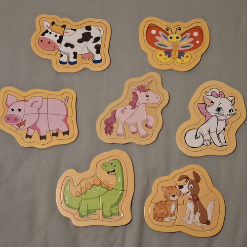 Set of 7 animal puzzles