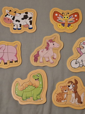 Set of 7 animal puzzles