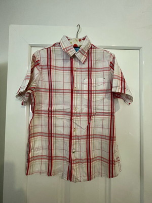 ZARA Skhuaban vintage boys checked shirt with Frisbee motif on back, like new, age 9-11