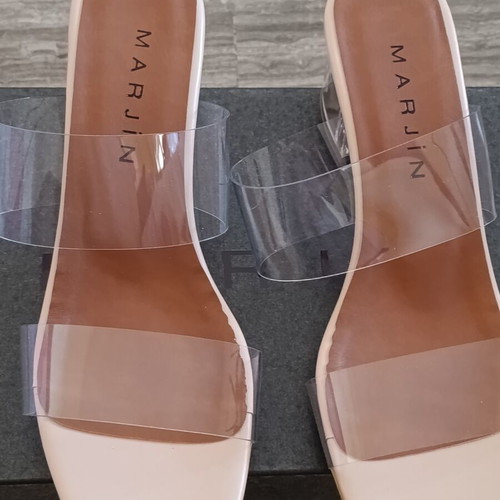 Marjin women's mules new, size 39, nude with transparent details