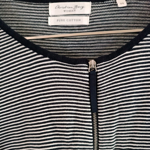 Christian Berg striped zip-up cardigan size 44 like new, white blue