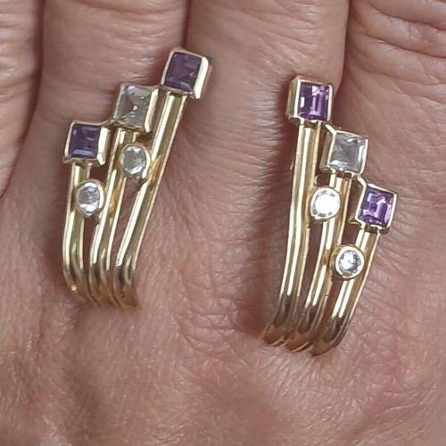 Gold 585 large earrings 3 cm length