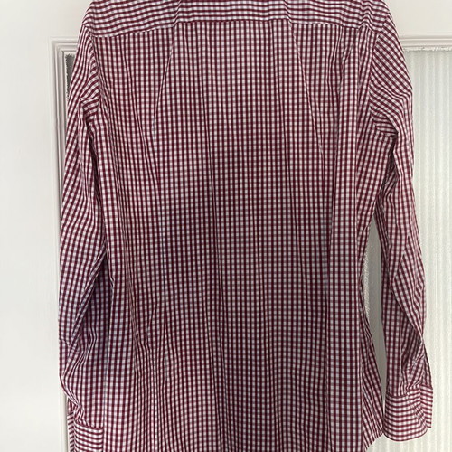 Hugo Boss men's red check slim fit shirt like new, size 44