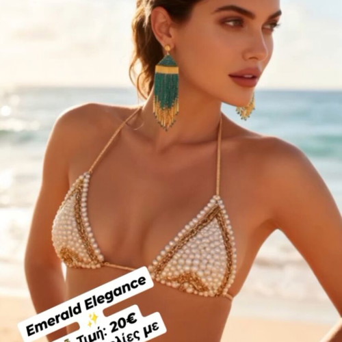 Handmade Emerald And Gold Tassel Earrings