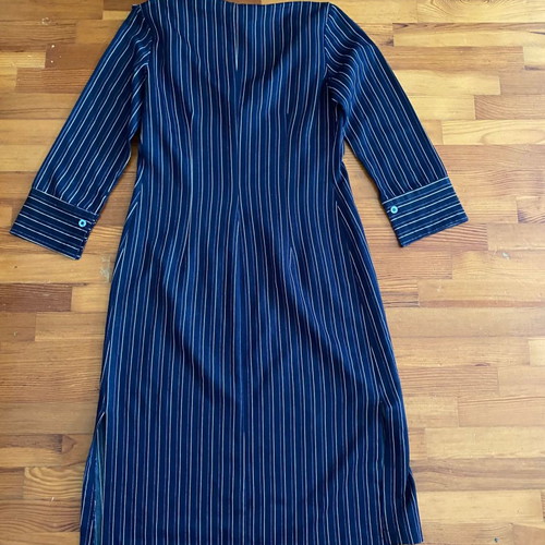 Blue striped caftan dress medium used