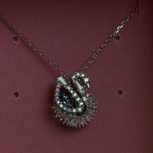 Swarovski silver blue swan necklace