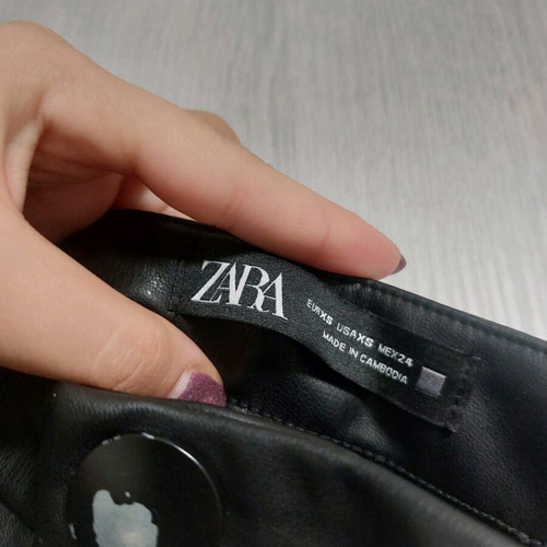 Zara leather leggings pants used, black, XS