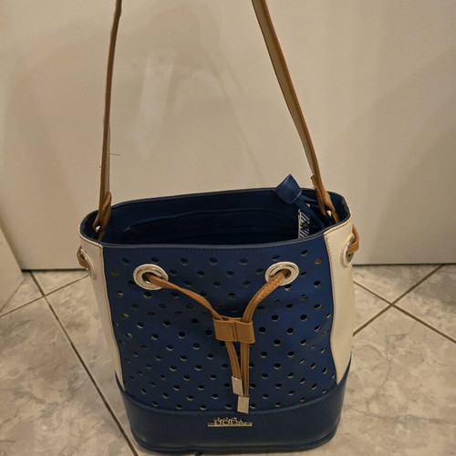Doca shoulder bag like new, white and blue with zipper