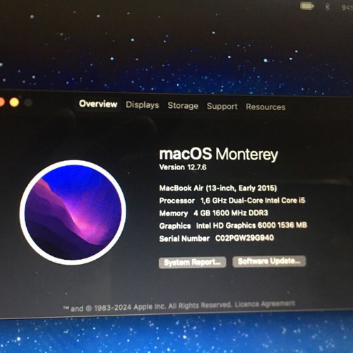 MacBook Air 13 2015 like new, 128GB SSD, macOS Monterey